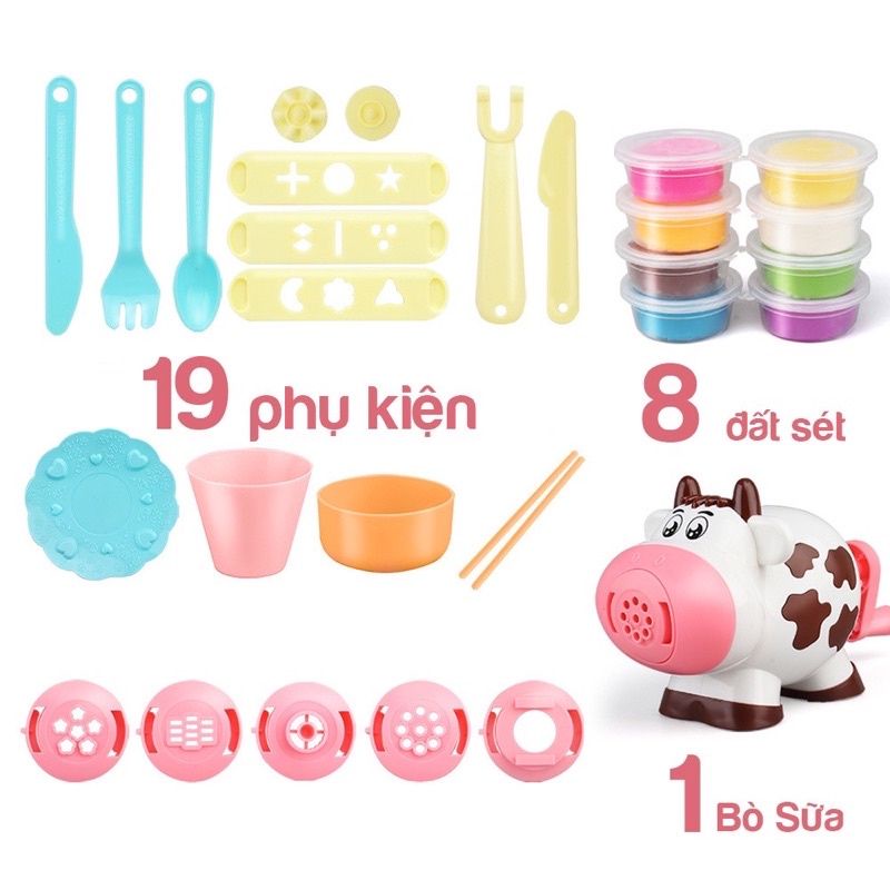 Đồ chơi đất nặn Bò Sữa tạo hình theo khuôn - siêu ngộ nghĩnh