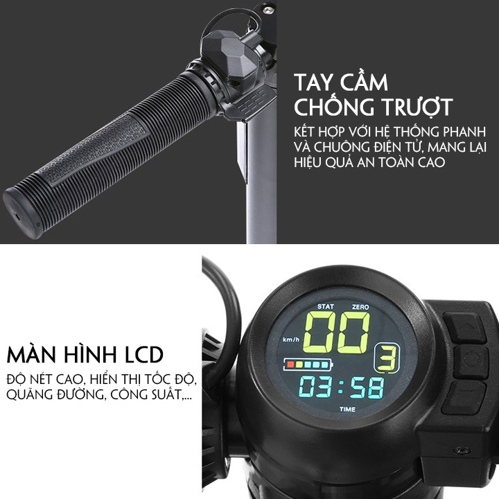 xe điện SCOOTER - Xe điện gấp gọn bánh 5,5 inh ĐỒNG HỒ LED (HÀNG CHÍNH HÃNG)