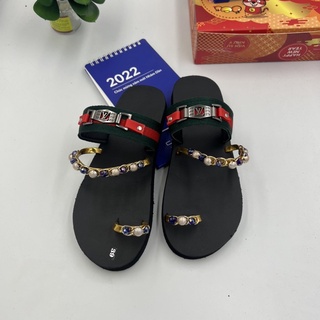 Dép xỏ ngón nữ quai dù đính xoàn đá