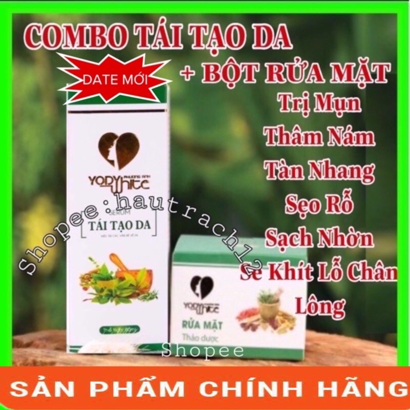 [CHÍNH HÃNG]COMBO SERUM TÁI TẠO DA PHƯƠNG ANH BỘT RỬA MẶT MỤN NÁM TÀN NHANG YODY WHITE