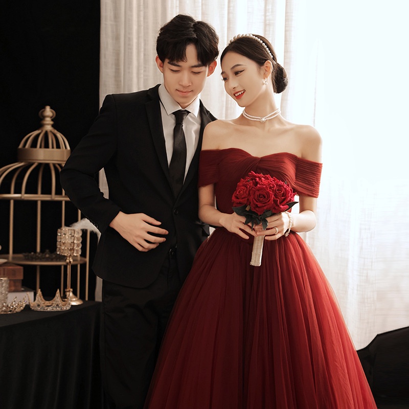 Đầm Dự Tiệc Màu Đỏ Dáng Dài Ôm Cơ Thể Thiết Kế Đơn Giản Thời Trang