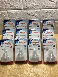 Núm ty silicone siêu mềm cổ hẹp Dolphin