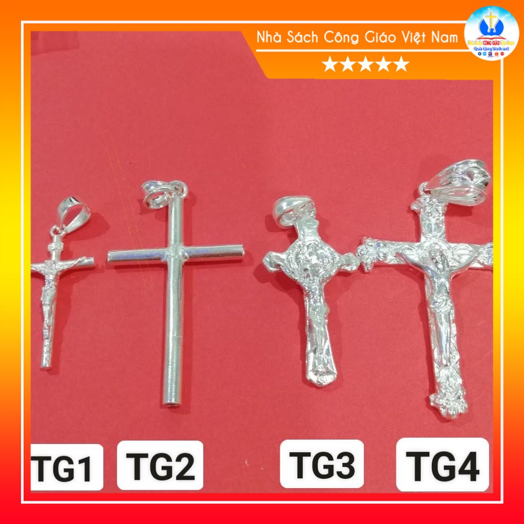 Thánh giá bạc ta - Mặt dây chuyền  TG3 cho nam nữ, trẻ em - Quà tặng Công Giáo