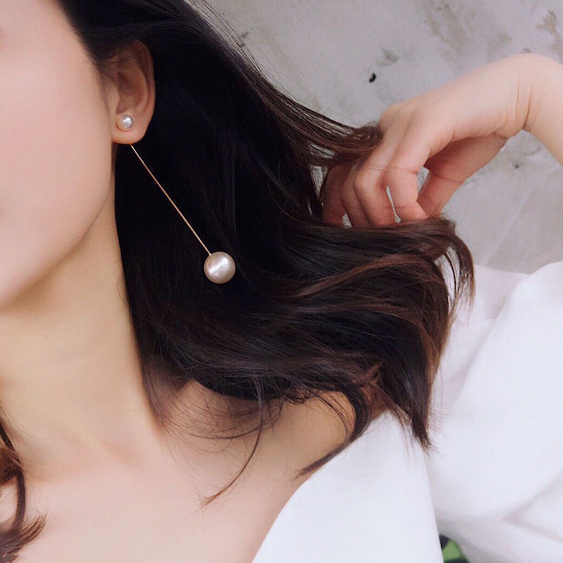 Khuyên tai nữ dáng dài đính ngọc trai nhân tạo dành cho các cô nàng đi tiệc đi chơi HT-003