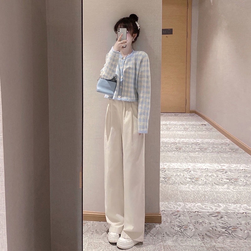 Bộ Áo Sweater + Quần Ống Rộng Thời Trang Cá Tính Cho Nữ