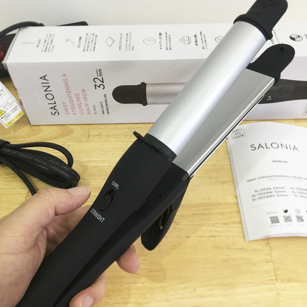 Máy ép tóc và làm xoăn 2 trong 1 chuyên nghiệp Salonia 32mm Nhật Bản