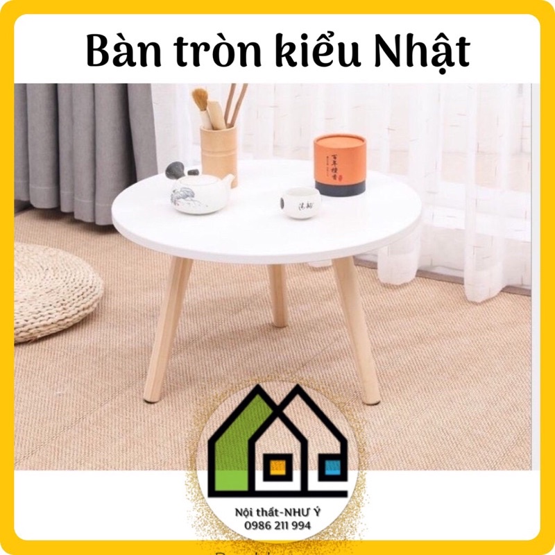 Bàn trà, bàn học chân gỗ cao cấp hình tròn