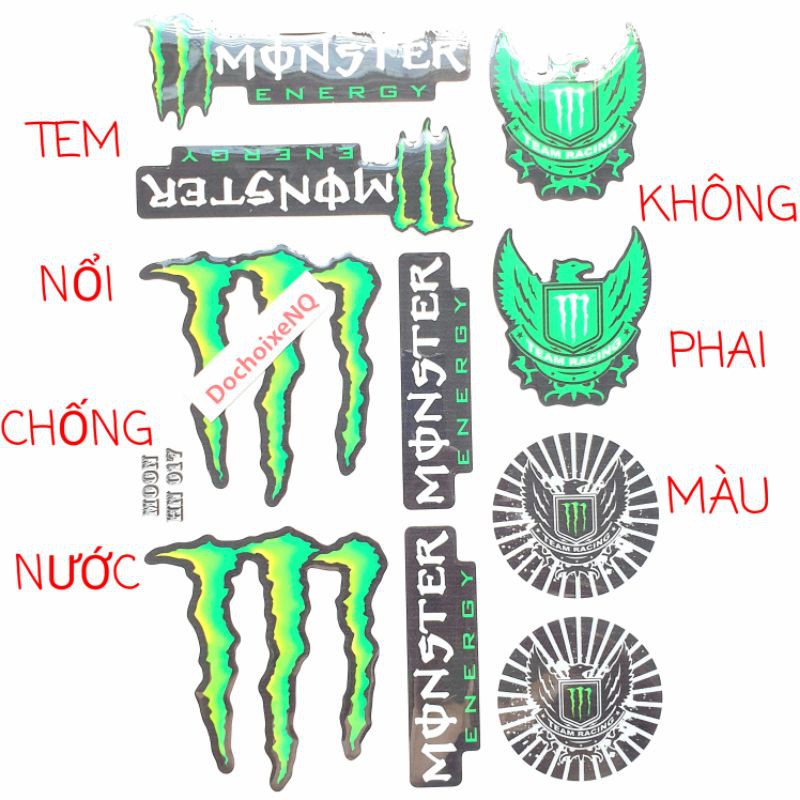 Decal hình dán xe máy MONSTER in nổi cao cấp  HN017