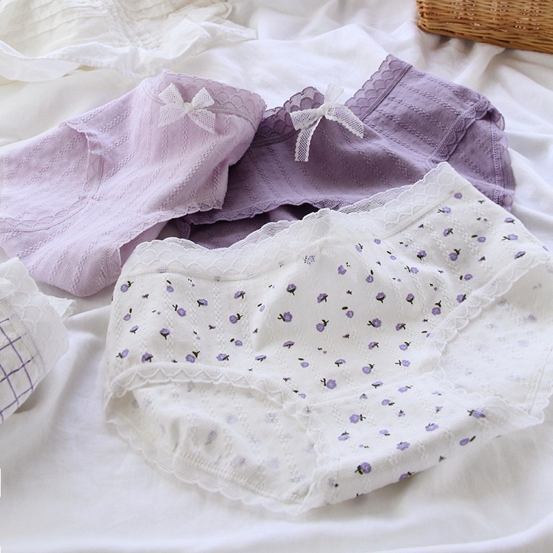 Quần Lót Cotton Co Dãn 4D Diên Vĩ Hoa Tím 488