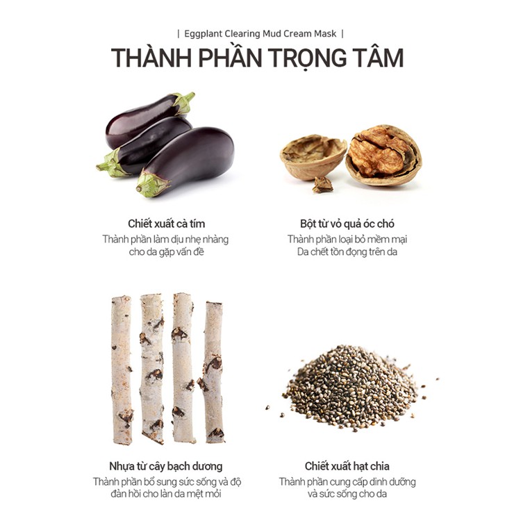 Mặt Nạ Bùn Chiết Xuất Cà Tím Cấp Ẩm Cho Da PAPARECIPE Eggplant Clearing Mud Cream Mask