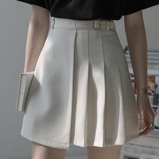 Chân Váy Xếp Ly Một Bên Chân Váy Tennis Phối Dây Thắt Lưng Khóa Cài Chất Tuyết Mưa Hàn Quốc | BigBuy360 - bigbuy360.vn