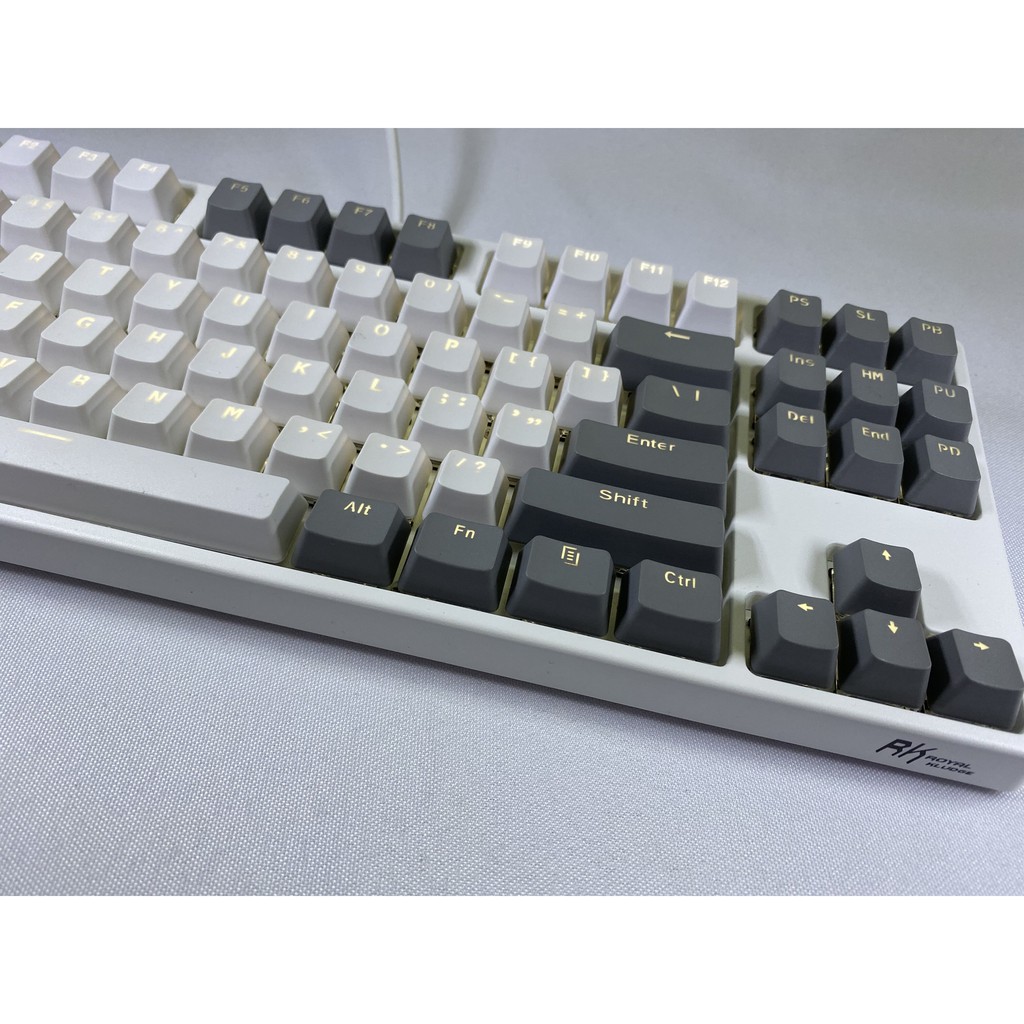 Keycaps màu trắng xám, 87 Phím PBT Bàn phím cơ Keycaps Bàn phím cơ Double Backlit Word Màu trong suốt Phím chơi game dành cho Bàn phím bố cục Hoa Kỳ cho Cherry MX