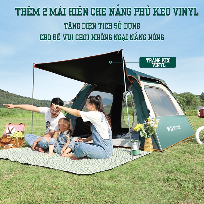 Lều cắm trại tự bung 4 người, lều dã ngoại picnic gia đình gập gọn 4 cửa HERIA HCM