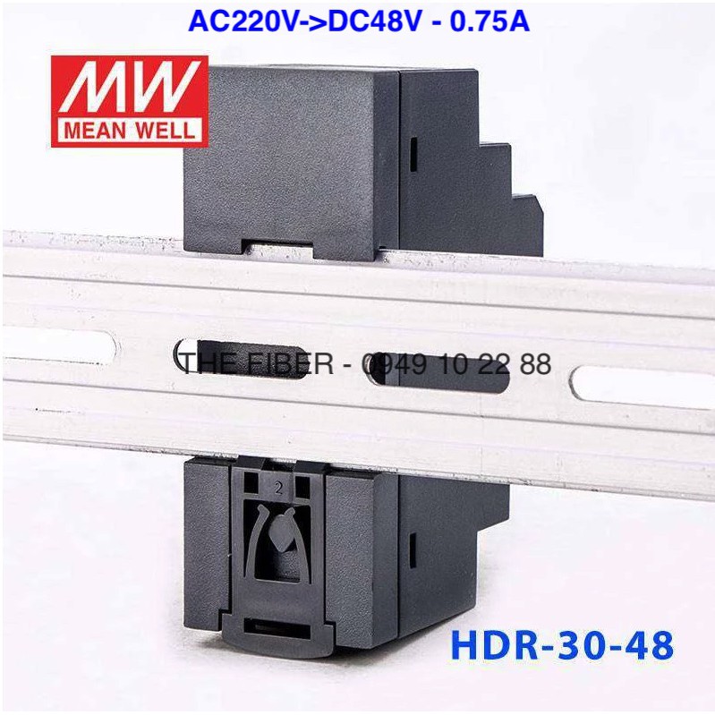 Bộ đổi nguồn điện HDR-30-48 AC220V - DC48V 30W 0.75A gắn thanh RAY - DIN Rail - Hãng Meanwell