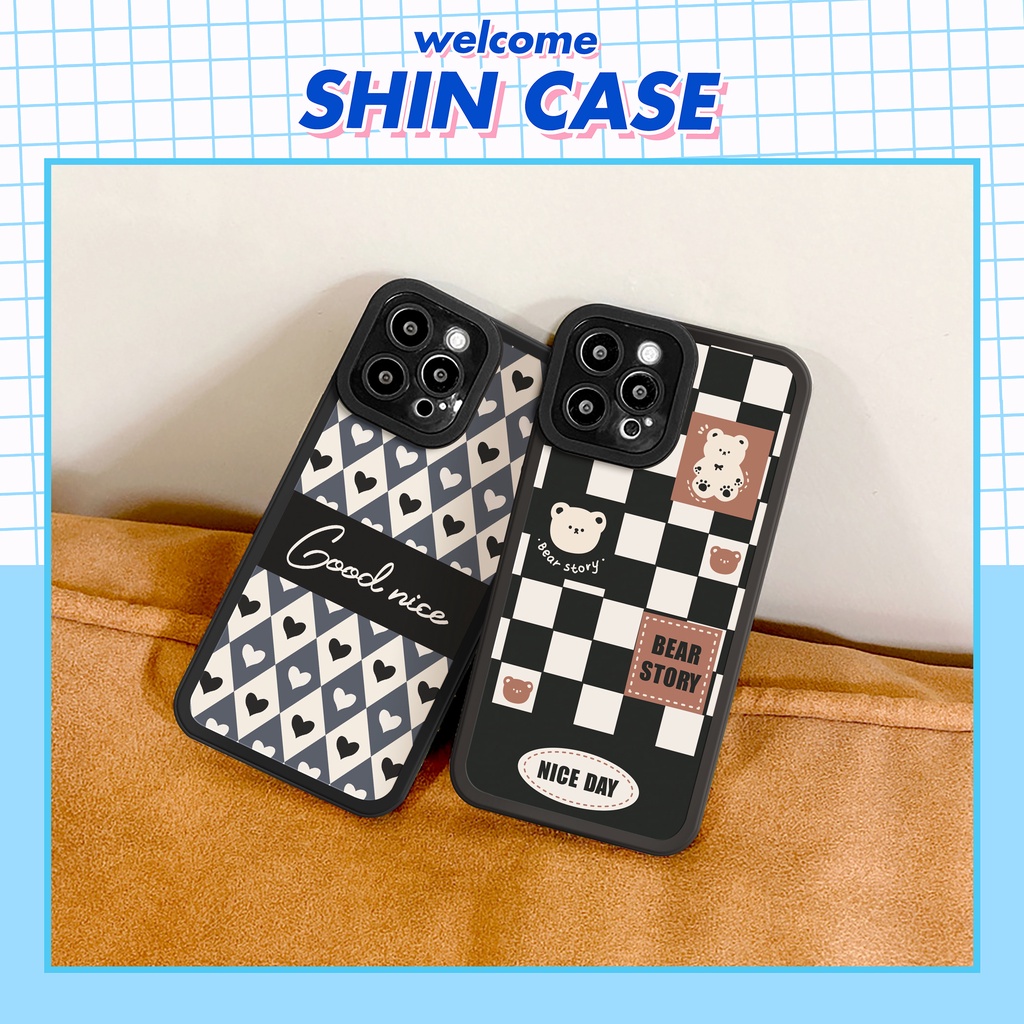 Ốp lưng iphone Bear Story bóng cạnh vuông 6/6plus/6s/6splus/7/7plus/8/8plus/x/xs/11/12/13/14/pro/max/promax/plus