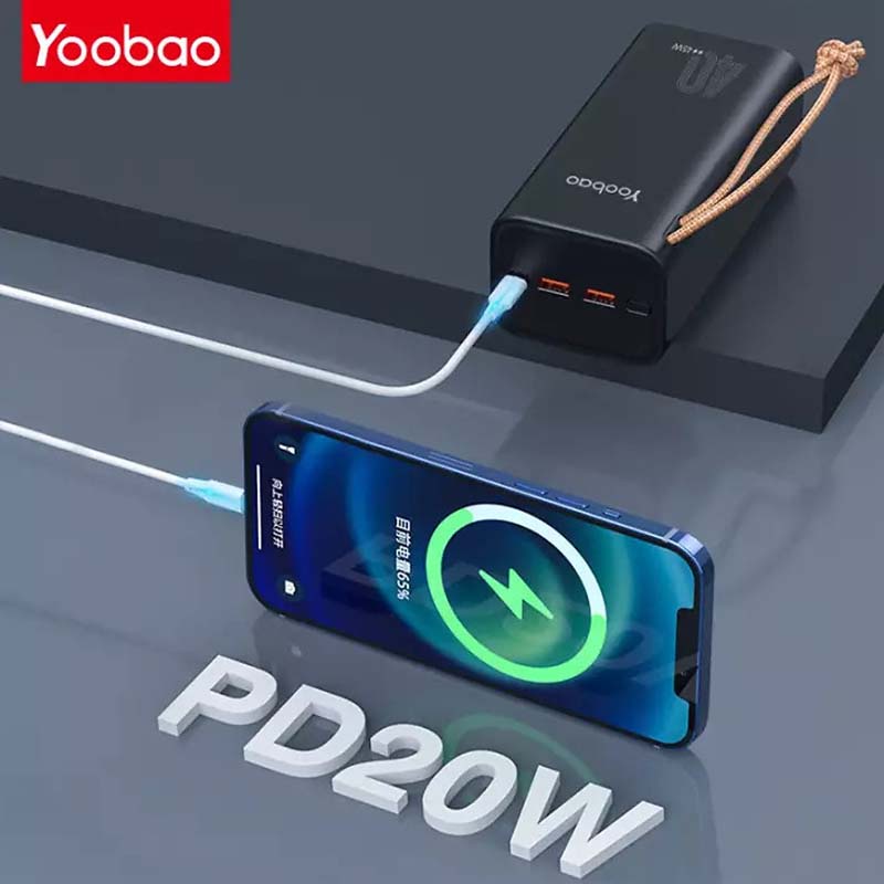 Pin sạc dự phòng Yoobao H40, dung lượng 40000mAh, công suất PD 45W QC 9V 12V 20V sạc nhanh cho điện thoại, laptop