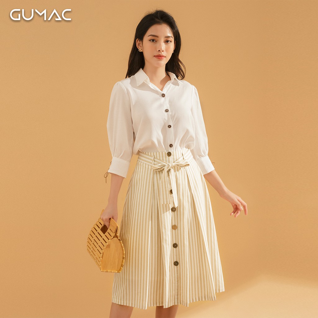 [Mã WAAUG giảm 15% tối đa 30k đơn 99k] Chân váy A sọc nơ VA734 GUMAC | BigBuy360 - bigbuy360.vn