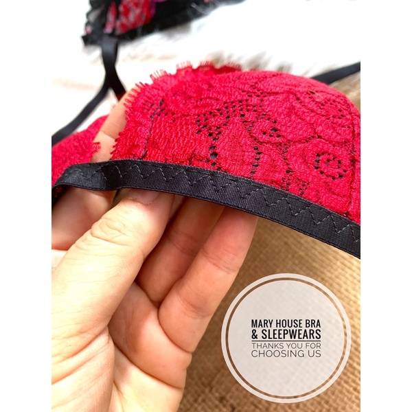 Set Bralette Ren Mút Ngực Quần Đùi Xanh Hoa Mary House Bra & Sleepwears