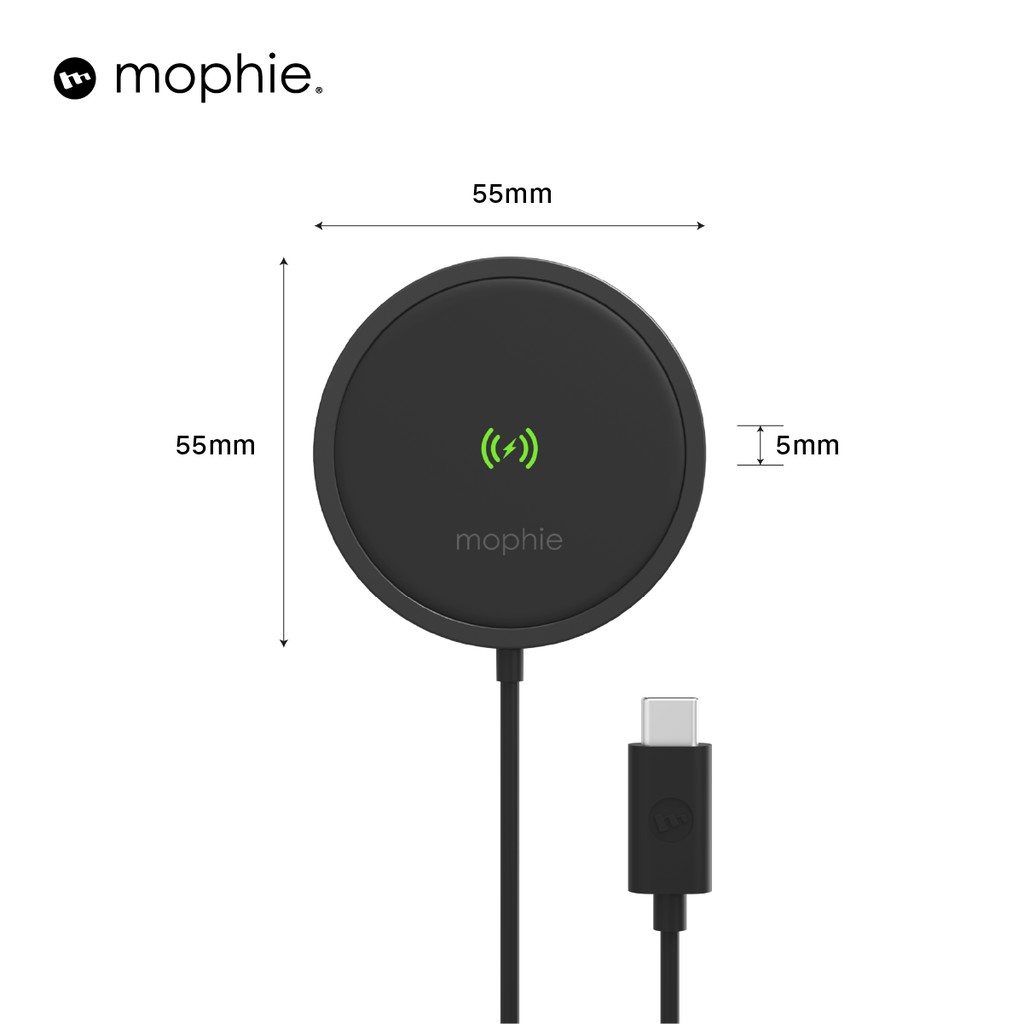 Miếng sạc Mophie Snap Plus - sạc nhanh không dây chuẩn Qi, công suất lên tới 15w, nam châm hít, vòng từ tính adapter