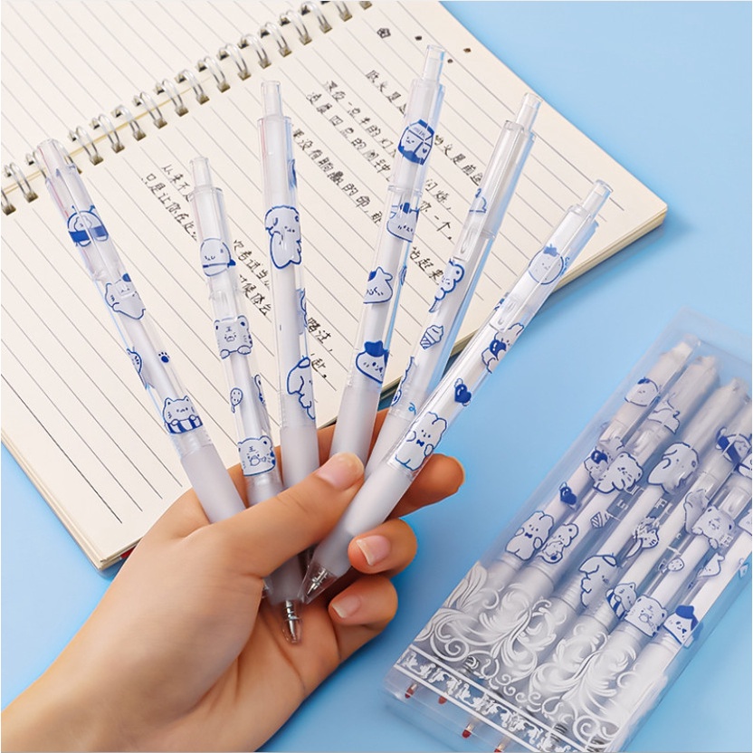 Set 6 bút bi ngòi to 0.5mm hình gấu thỏ dễ thương BAG U S6BGAU