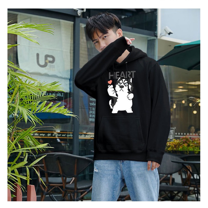 Áo hoodie goyangi Chó mèo bắn tim oversize phong cách hàn quốc