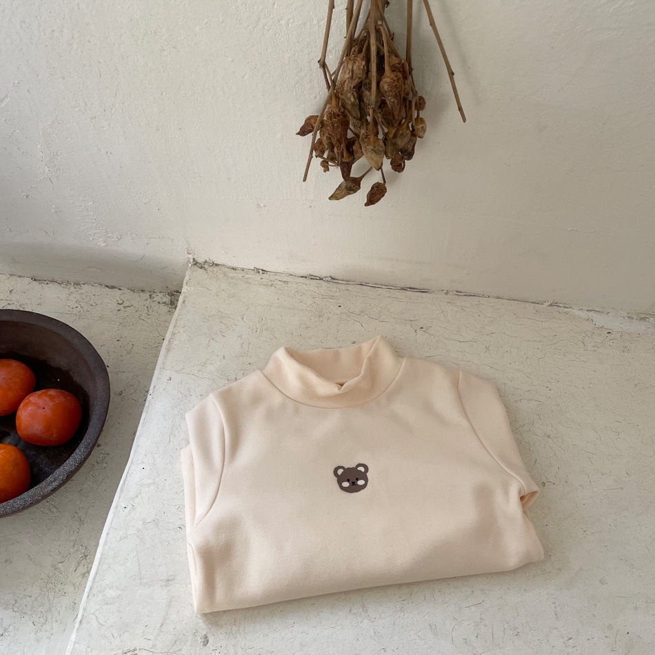 Hàng Mới Về Áo Thun Tay Dài Vải Cotton Màu Trơn Phong Cách Hàn Quốc Thời Trang Mùa Đông Xinh Xắn Cho Bé Gái