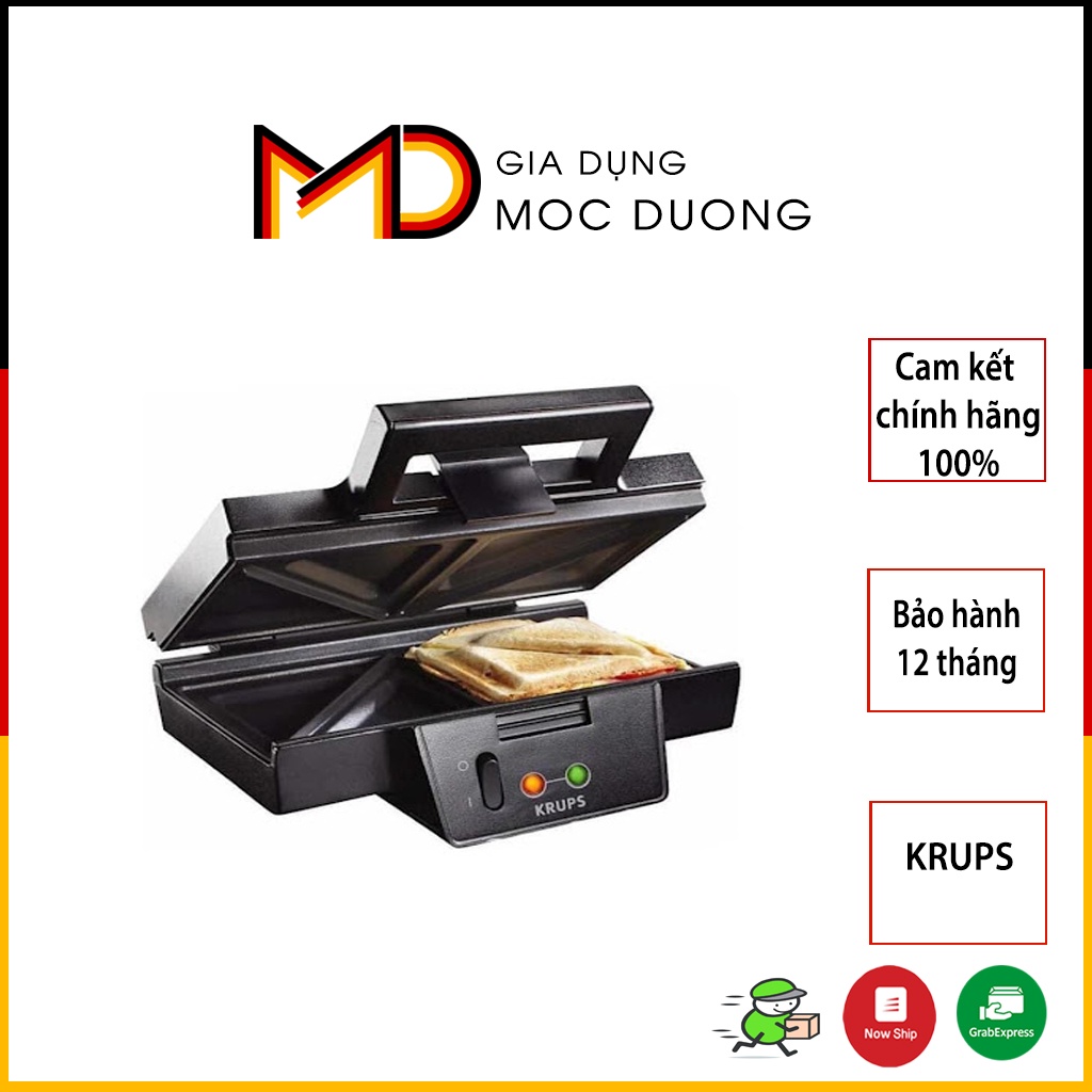 Máy nướng kẹp bánh mì, sandwich KRUPS FDK451, bữa sáng tiện lợi [HÀNG NHẬP ĐỨC]