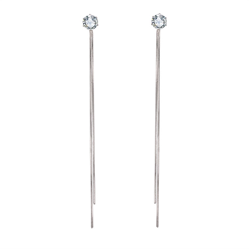 Bông Tai Mạ Bạc Dáng Dài Đính Đá Thời Trang Cho Nữ