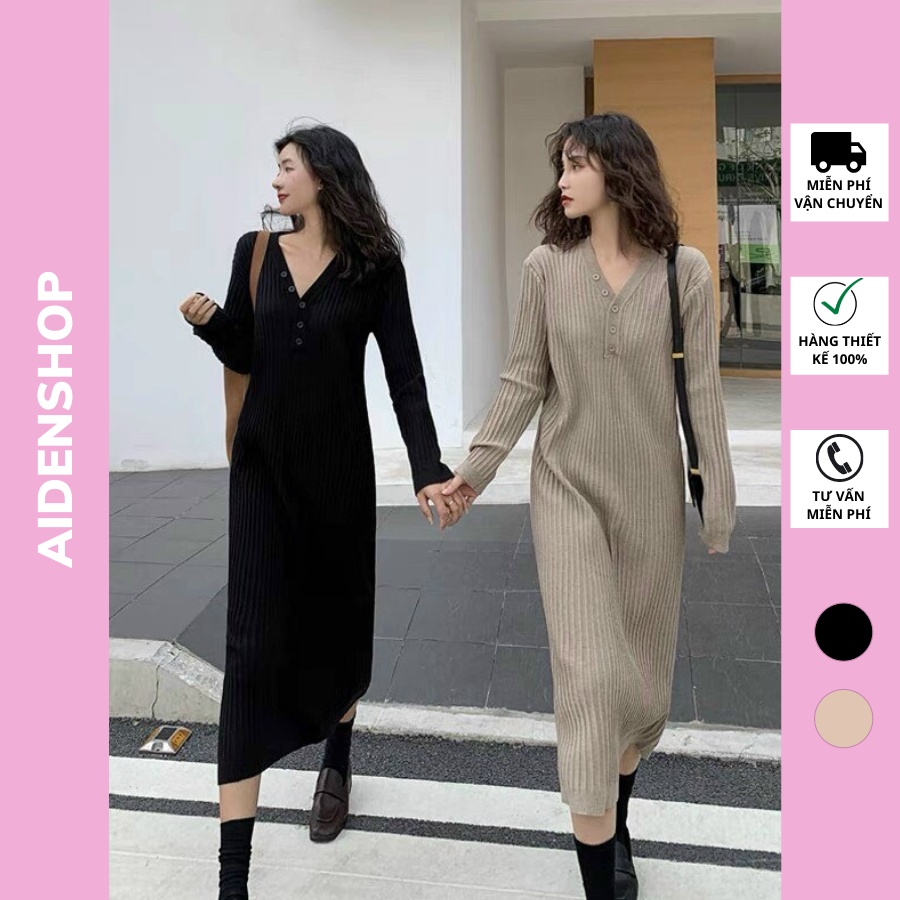 Váy bầu thu đông Len Aidenshop Đầm bầu thiết kế thời trang đẹp