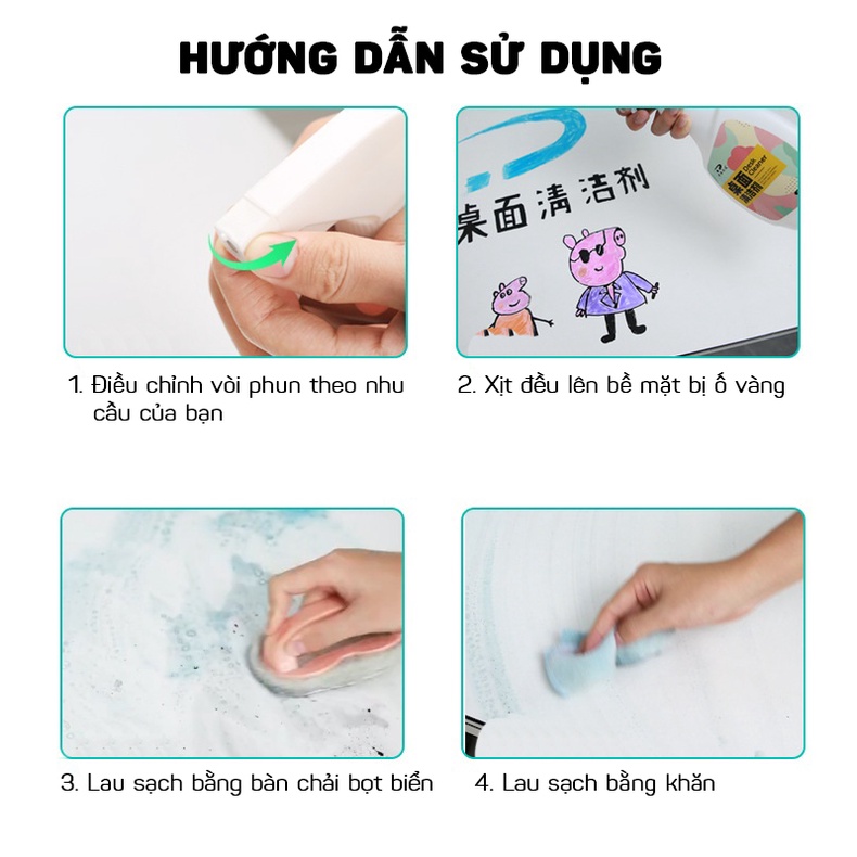 Dung Dịch Vệ Sinh Tẩy Sạch Vết Bẩn Bề Mặt Gỗ Trên Bàn Làm Việc, Bàn Học 500ML MARRYSTORE