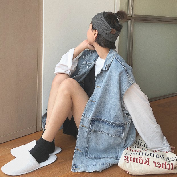 Áo khoác denim không tay phong cách Hàn Quốc cá tính | BigBuy360 - bigbuy360.vn