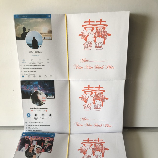 Phong bì mừng cưới in hình facebook