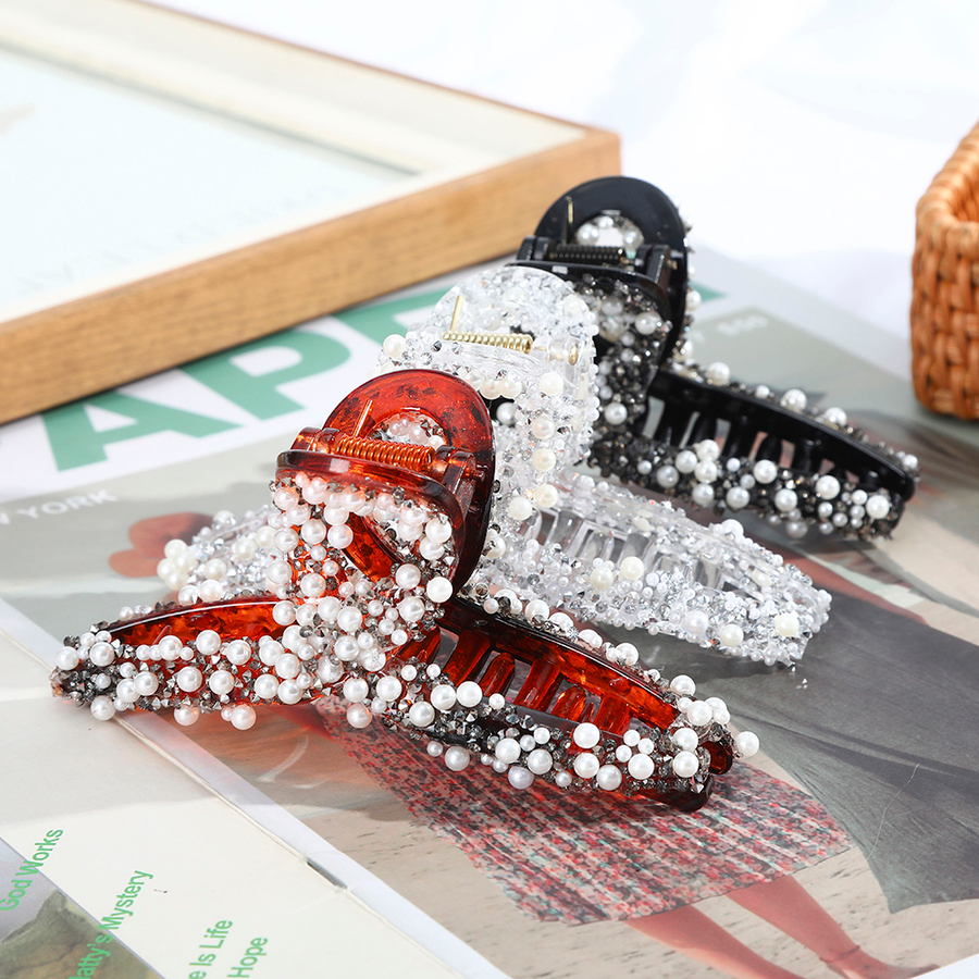 Kẹp bấu tóc đính đá và ngọc trai sang trọng cho nữ