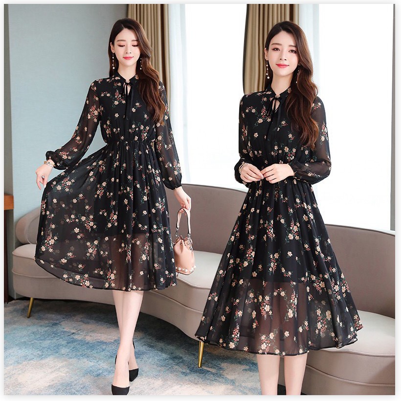 ĐẦM LỤA HOA,HỌA TIẾT ĐƠN GIẢN NHƯNG KHÔNG KÉM PHẦN SANG TRỌNG THỜI TRANG MỚI KME