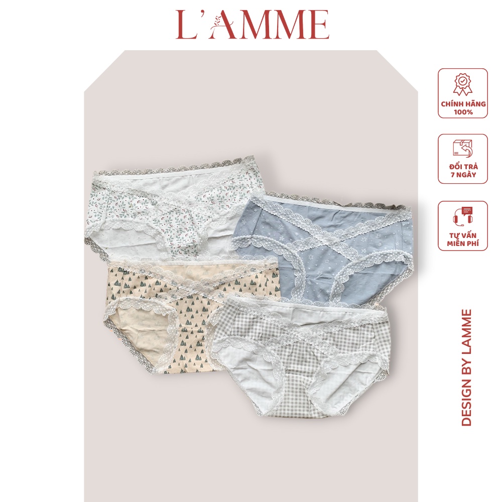 Quần lót bầu set hoa nhí, 1 set 4 chiếc, mát nhẹ thông khí cho các mẹ bầu sản phẩm của LAMME