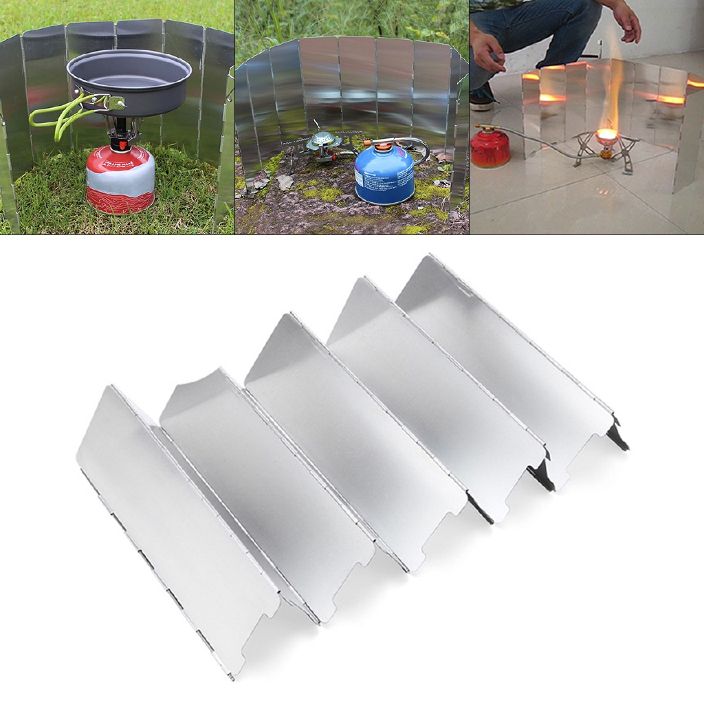10 Plates Fold Camping Aluminum Plates BBQ Wind Shield