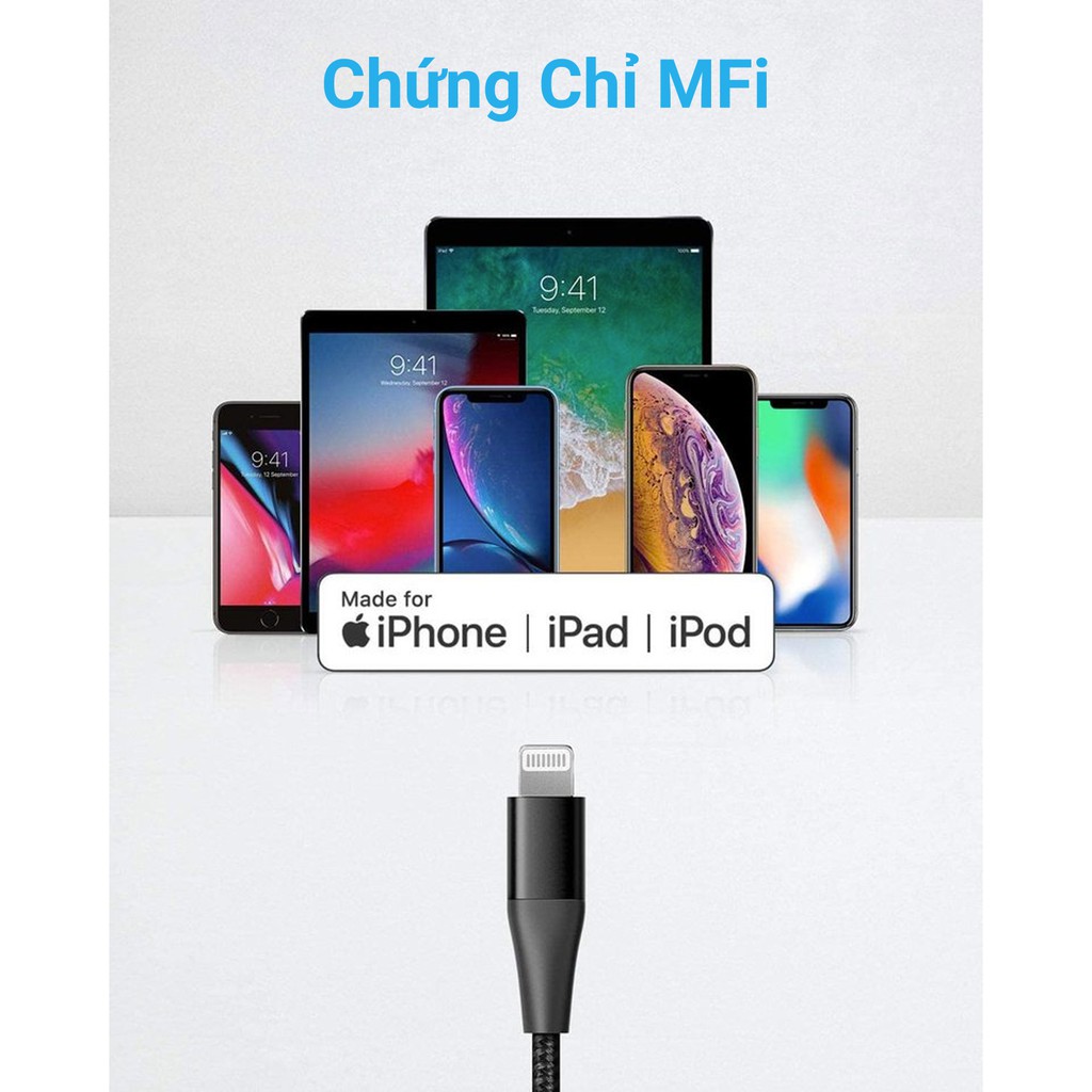 [Không kèm bao da] Cáp sạc ANKER PowerLine+ II Lightning to USB-C dài 0.9m - A8652