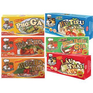 VIÊN GIA VỊ NÊM SẴN ÔNG CHÀ VÀ NOSA PHỞ GÀ/ PHỞ BÒ/ BÚN RIÊN CUA/ BÚN BÒ HUẾ/ BÒ KHO/ HỦ TIẾU NAM VANG 6 VIÊN 126G