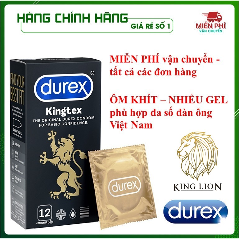 [KING DUREX] Bao cao su Durex Kingtex vừa vặn với kích thước đa số đàn ông người Việt (12 bao/1 hộp bcs)