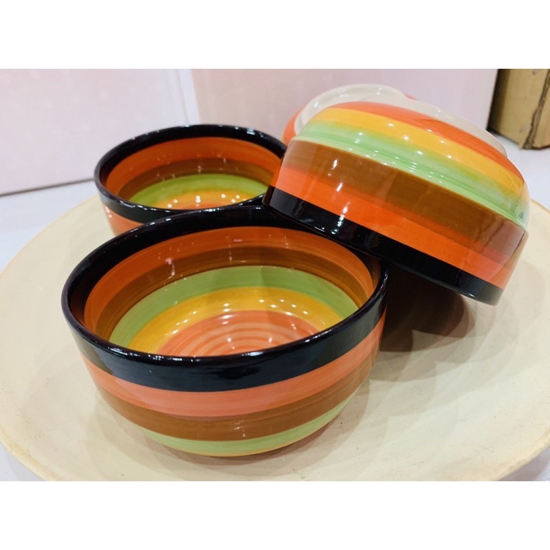 Bộ 2 Tô Sứ Sâu Lòng Hoạ Tiết Cầu Vồng 18cm - Tô Canh, Tô Phở, Đựng Thức Ăn - Tráng Men Cao Cấp