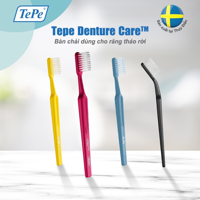Bàn chải đánh răng cho răng giả tháo rời, có thể uốn cong Tepe Denture Brush