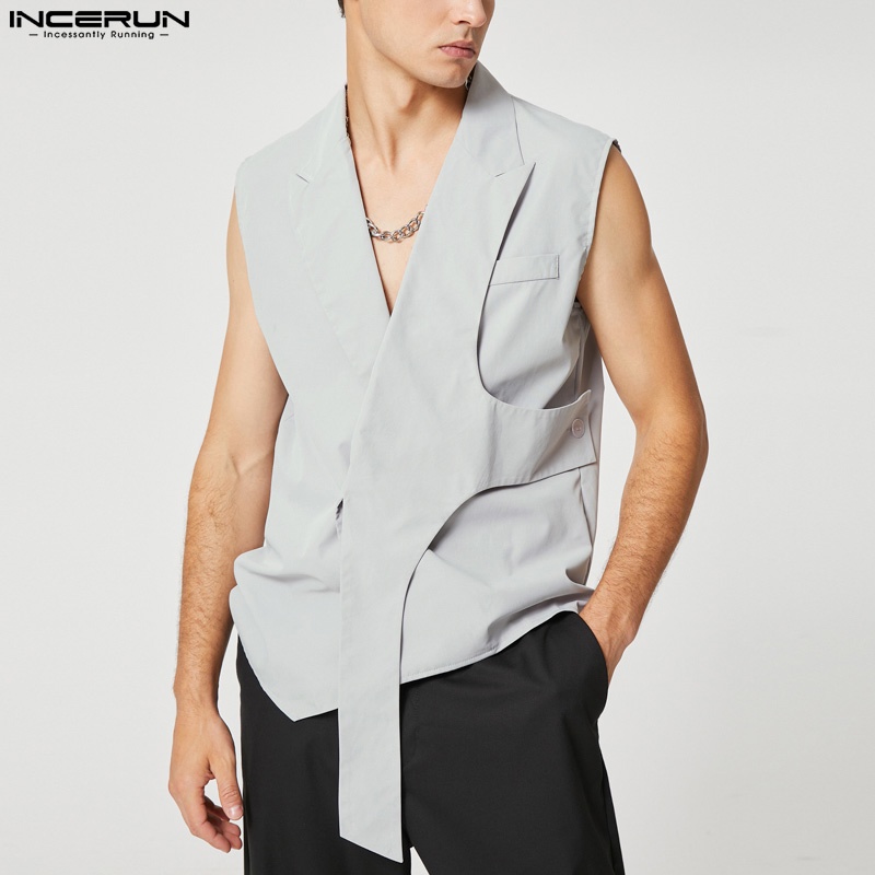 Áo khoác INCERUN không tay thiết kế độc đáo thời trang cho nam