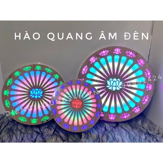 ĐÈN HÀO QUANG ÂM ĐÈN 7 MÀU VÂN GỖ ( REMOTE)