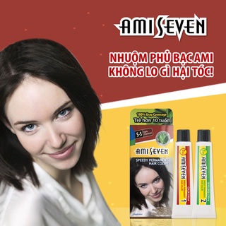Nhuộm phủ bạc Thảo dược Ami Seven 7 phút, Màu Hạt Dẻ Đậm S5 kèm phụ kiện (60g + 60g)