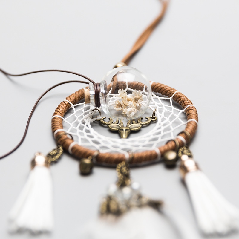 Dreamcatcher Đính Lông Vũ Treo Tường Trang Trí Phòng Ngủ Xe Hơi Tặng Kèm Móc Dán