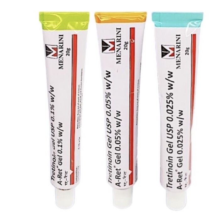 Tretinoin Aret 0.1%, 0.05%, 0.025%, Gel giúp giảm mụn sáng da chống lão hóa