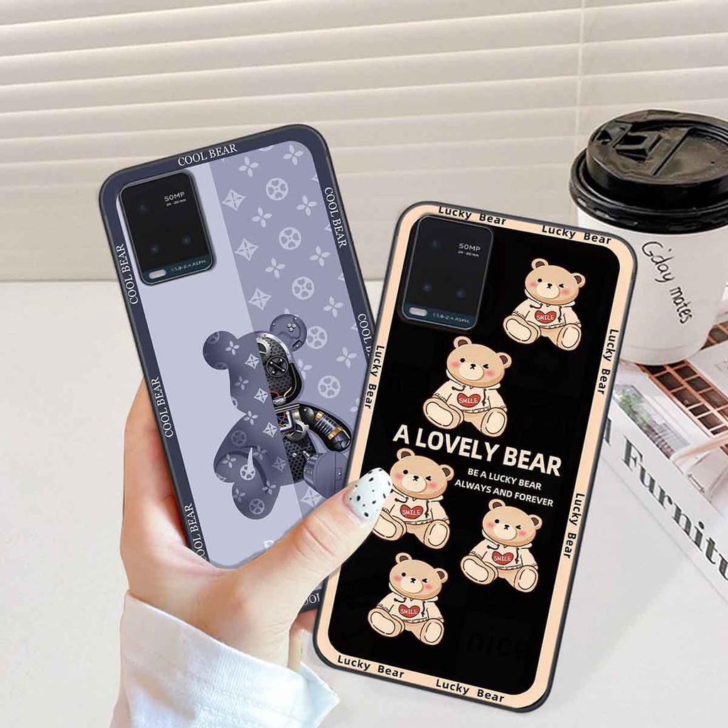 Ốp Vivo Y21 / Y21s / Y33s / T1x bear brick, gấu đáng yêu, dễ thương