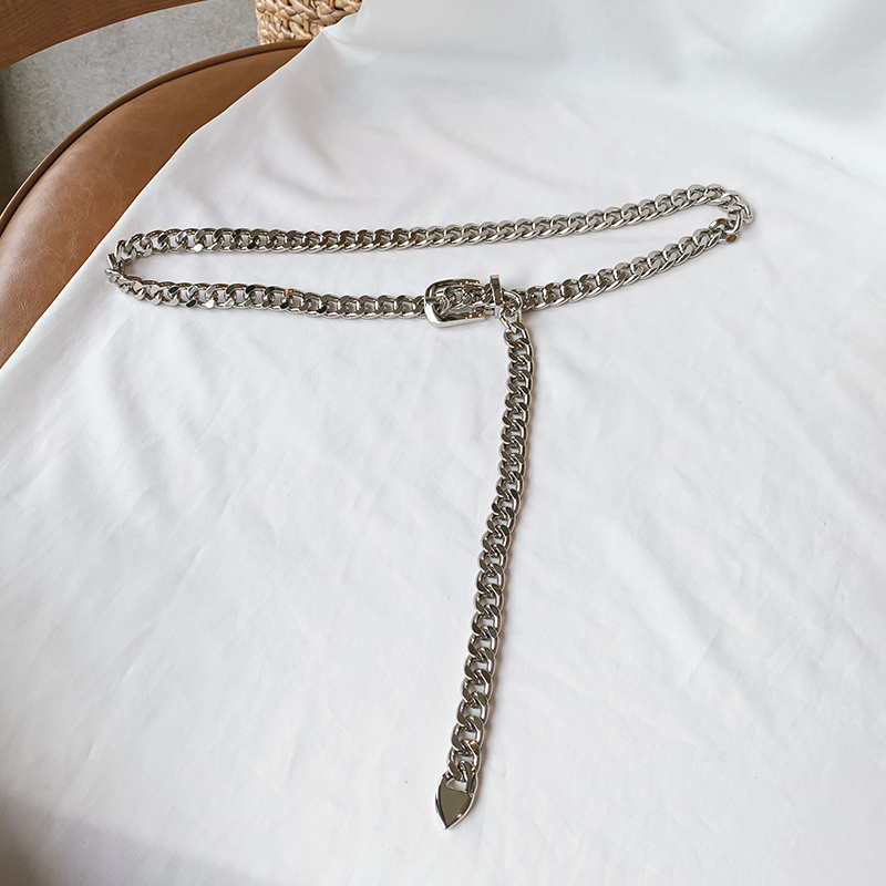 Thắt Lưng Dây Xích Kim Loại Phong Cách Retro Hàn Quốc