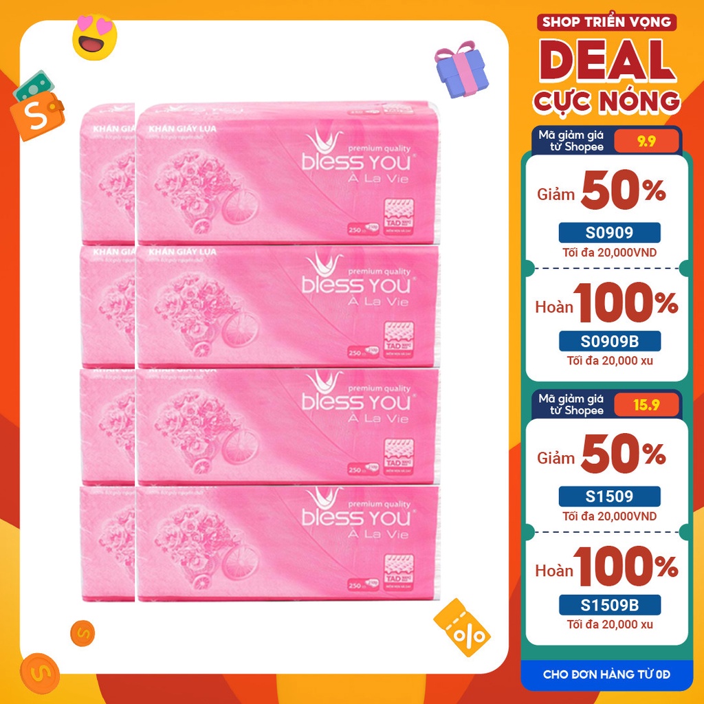 Bộ 8 Gói Khăn Giấy Rút Bless You À La Vie 250 tờ