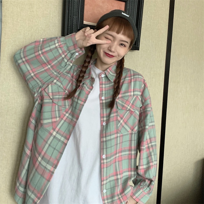 【ZHELIHANGFEI】Áo Sơ Mi Tay Dài Form Rộng Họa Tiết Sọc Theo Phong Cách Retro Dễ Phối Đồ